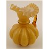 Image 2 : Fenton Glass Beaded Melon Amber Crest Pitcher -Rare