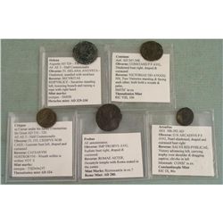 5 Ancient Roman Coins Constans, Crispus, Helena, Probus