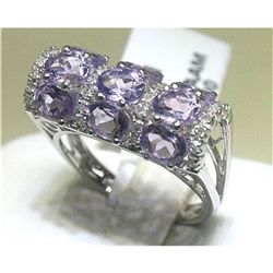 14K White Gold Ring Amethyst and .20 Carart Diamonds