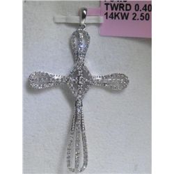 All Diamonds 14K White Gold Cross Pendant