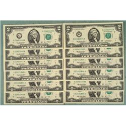 12 Consec # $2 Bills G Mint Chicago Notes CU 2003 A