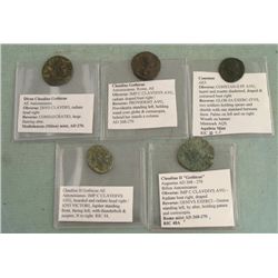 5 Ancient Roman Coins Divus Claudius Gothicus Constans