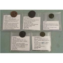 5 Ancient Roman Coins Arcadius Gratian Valentinian I