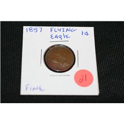1857 Flying Eagle one cent, fine