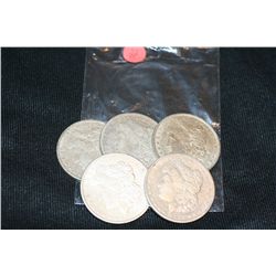 1881, 1884-S, 1888, 1891 & 1899-O Silver Morgan one dollar, lot of 5