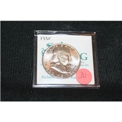 1955 Ben Franklin half dollar