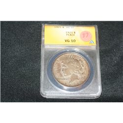 1921 Peace one dollar, ANACS graded, VG10
