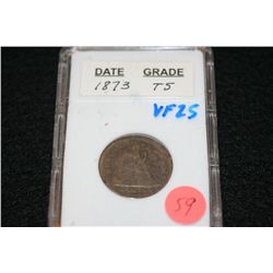 1873 Seated Liberty quarter, VF25