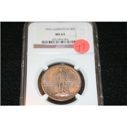 1925 Lexington half dollar, NGC graded, MS63