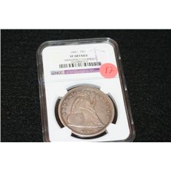 1841 Seated Liberty one dollar, NGC graded, VF details, improperly cleaned