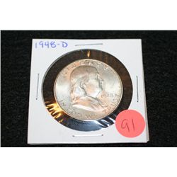 1948-D Ben Franklin half dollar