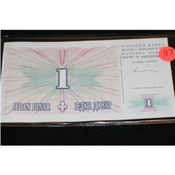 Foreign bank note, Republika Bosna 1 Jedan Dinar
