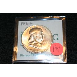 1958-D Ben Franklin half dollar