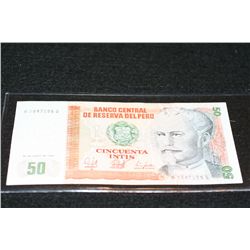 Foreign bank note, Banco Central de Reserva del Peru 50 cincuenta intis