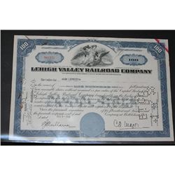 Lehigh Valley Railroad Co 100 shares of stock, dated 1955