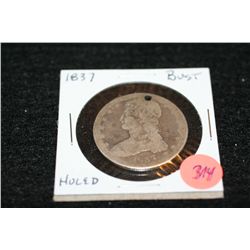 1837 Liberty Bust half dollar, holed