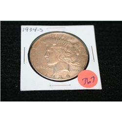 1934-S Peace one dollar