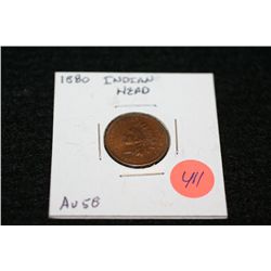 1880 Indian Head penny, AU58