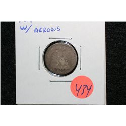 1853 Seated Liberty dime, with arrows