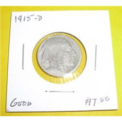 1915-D Buffalo Nickel *EXTREMELY RARE GOOD GRADE*!!
