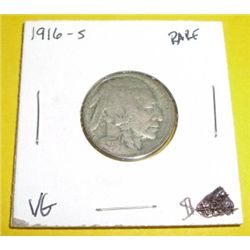 1916-S Buffalo Nickel *RARE VERY GOOD GRADE*!!