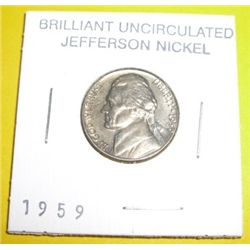 1959 Jefferson Nickel *BU-BRILLIANT UNCIRCULATED NICE COIN*!!