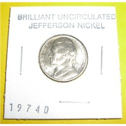 1974-D Jefferson Nickel *BU-BRILLIANT UNCIRCULATED NICE COIN*!!