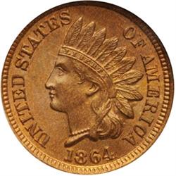 1864 Br Indian Head Cent NGC MS66