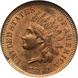 1869 Indian Head Cent NGC MS65 RB