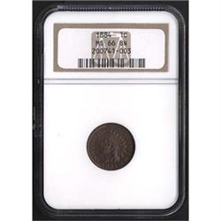 1884 Indian Head Cent NGC MS66 BN