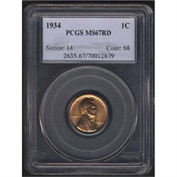 1934 Lincoln Cent PCGS MS67RD