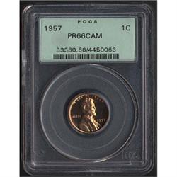 1957 Lincoln Cent PCGS PR66 Cameo