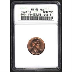 1972/72 Lincoln Cent ANACS MS66 RD