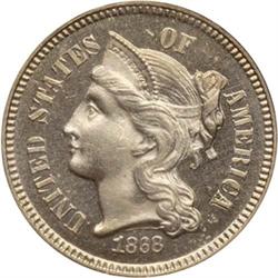 1868 Nickel Three-Cents PCGS PR65