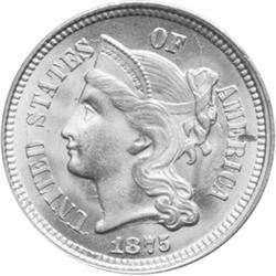 1875 Nickel Three-Cents MS63