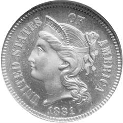 1881 Nickel Three-Cents NGC PR66