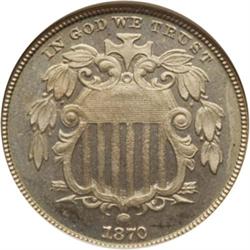 1870 Shield Nickel NGC PR65