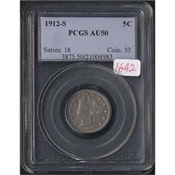 1912-S Liberty Nickel PCGS AU50