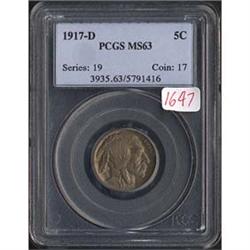 1917-D Buffalo Nickel PCGS MS63