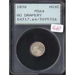 1838 ND Seated Half Dime PCGS MS64