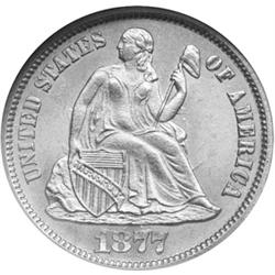 1877-CC Lib Seated Dime NGC MS64