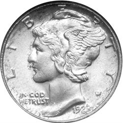 1928-S Mercury Dime ANACS MS65