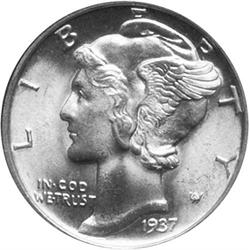 1937-S Mercury Dime PCGS MS66FB