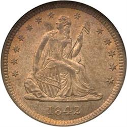 1842-O LD Seated Quarter NGC MS64