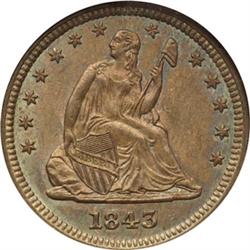 1843 Seated Quarter NGC MS64