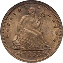 1853 A&R Seated Quarter NGC MS64