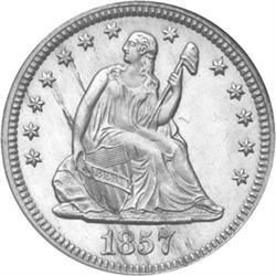 1857 Seated Quarter NGC MS65