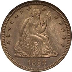 1858 Seated Quarter NGC MS65