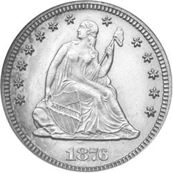 1876-CC Seated Quarter NGC MS64