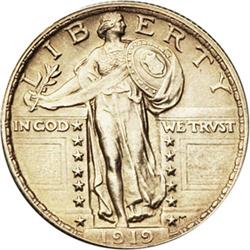1919 St Lib Quarter MS63